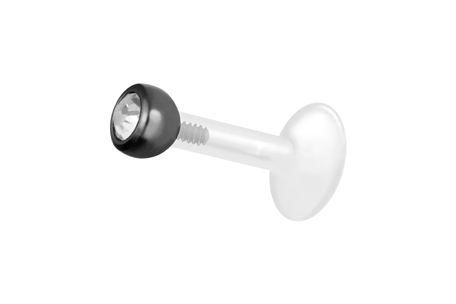 PTFE Labret Piercing mit Innengewinde + Titan-Aufsatz KRISTALL